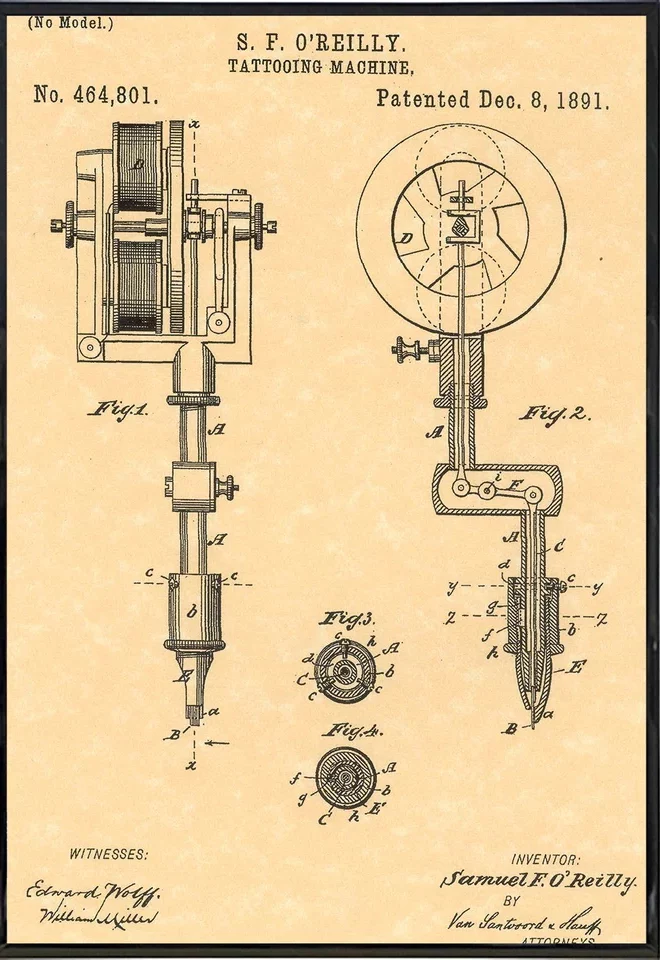 Samuel O'Reilly's Tattoo Machine Patent