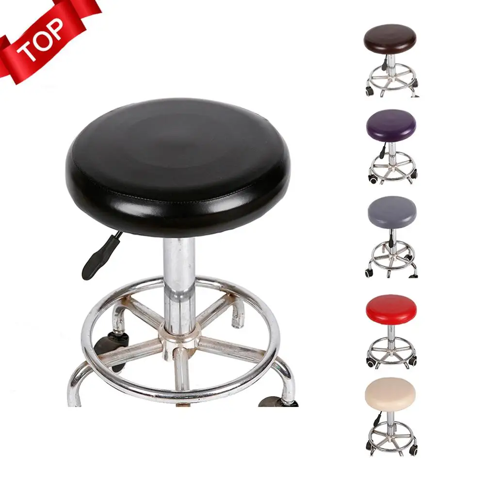 Elastic PU Leather Round Stool Chair Cover