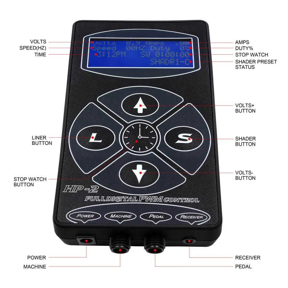 Tattoo Power Supply HP-2 Digital Dual LCD Display - Image 4