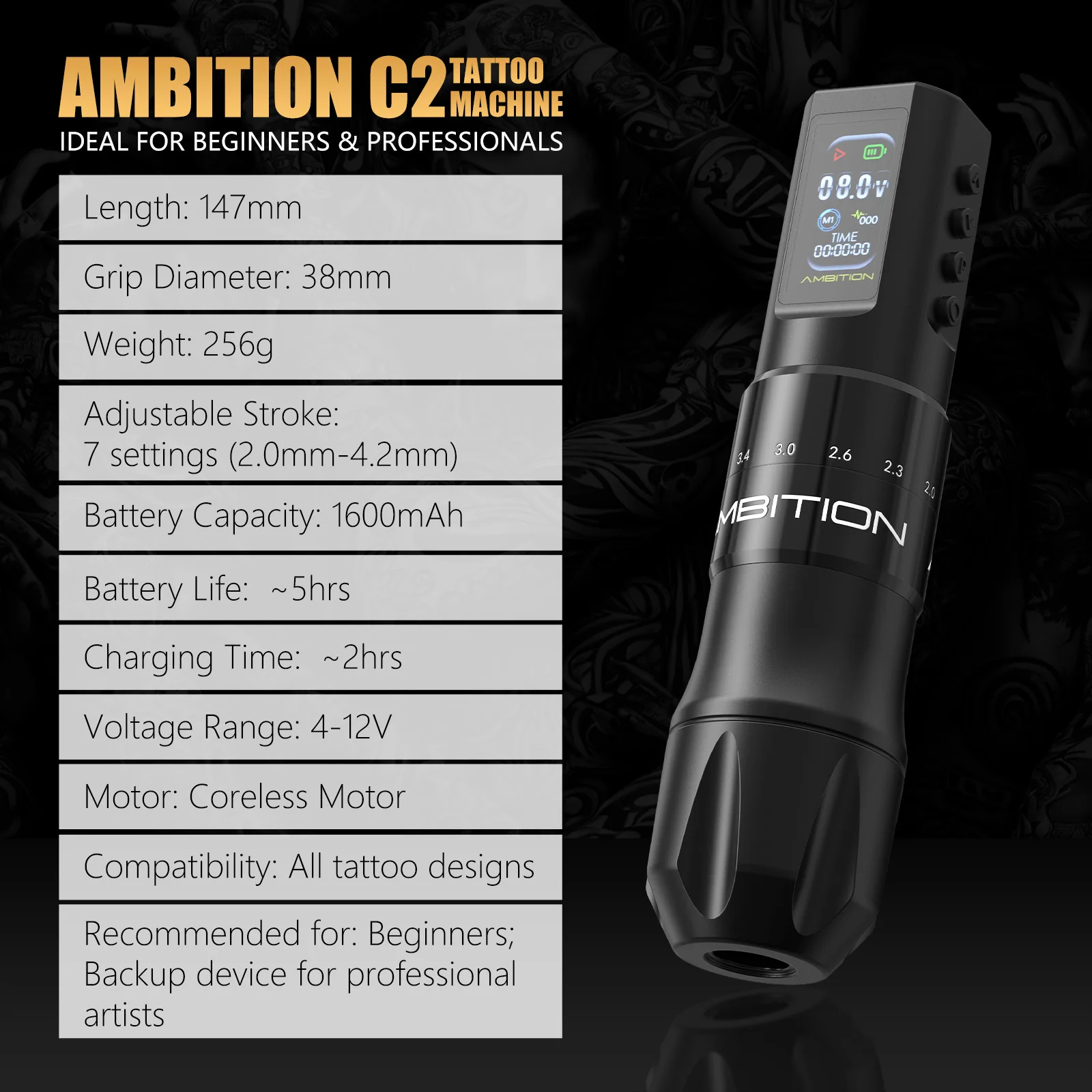 Ambition C2 Wireless Tattoo Machine Pen - Image 3