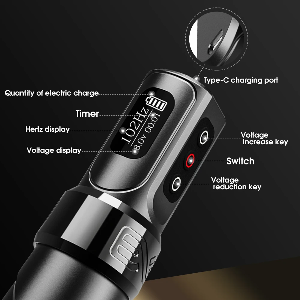 XNET FLUX MAX Wireless Tattoo Machine Kit Rotary Tattoo Pen With Extra 2400mAh Power 40Pcs Mixed Tattoo Cartridge - Image 2