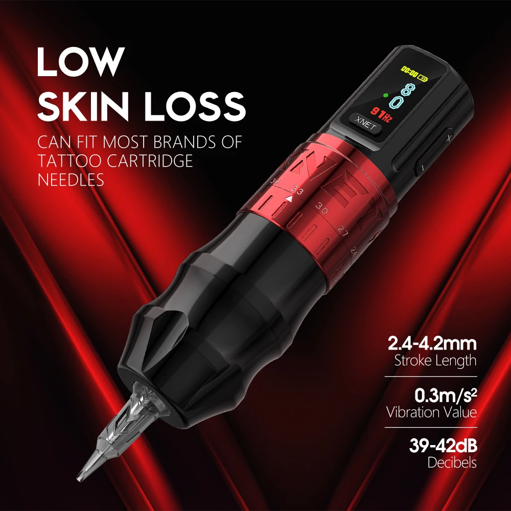 XNET Bestia Professional Wireless Tattoo Machine Pen Adjustable Stroke 2.4-4.2mm - Image 4
