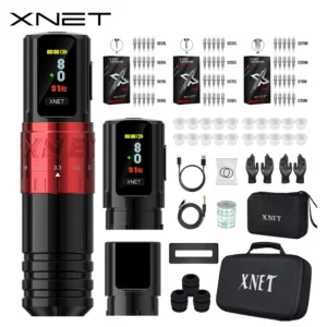 XNET Vipera Wireless Tattoo Machine Kit Adjustable Stroke 2.4-4.2mm OLED Display 60pcs Mixed